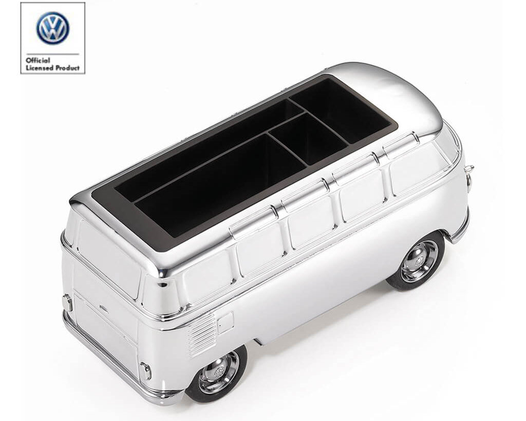 TROIKA VW BULLI T1 paper clip holder - side view of silver vintage van