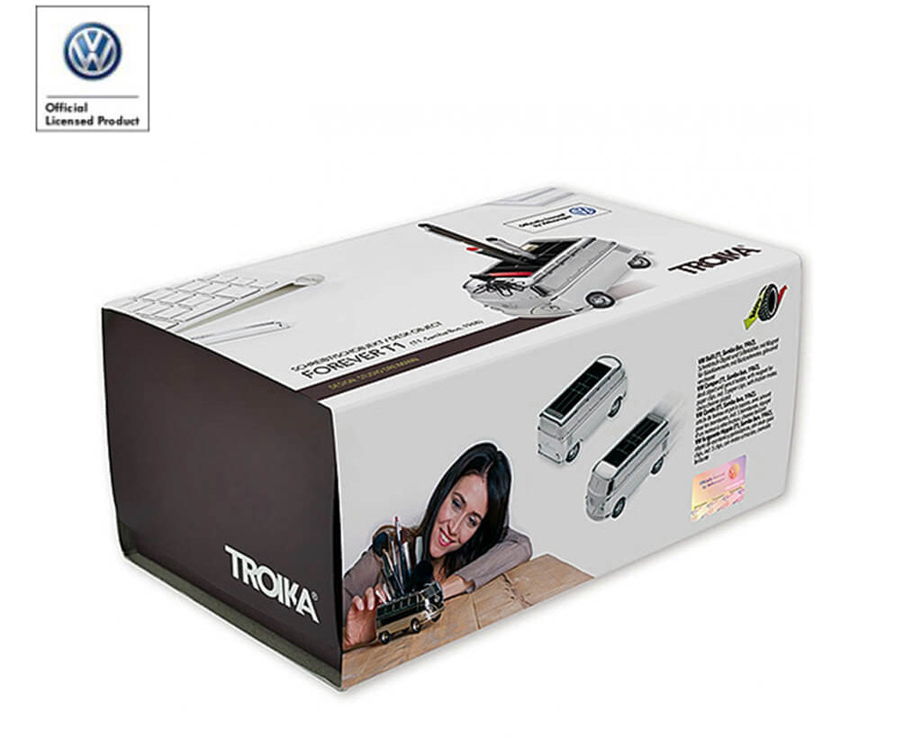 TROIKA VW BULLI T1 paper clip holder - showing packaging of the vintage van