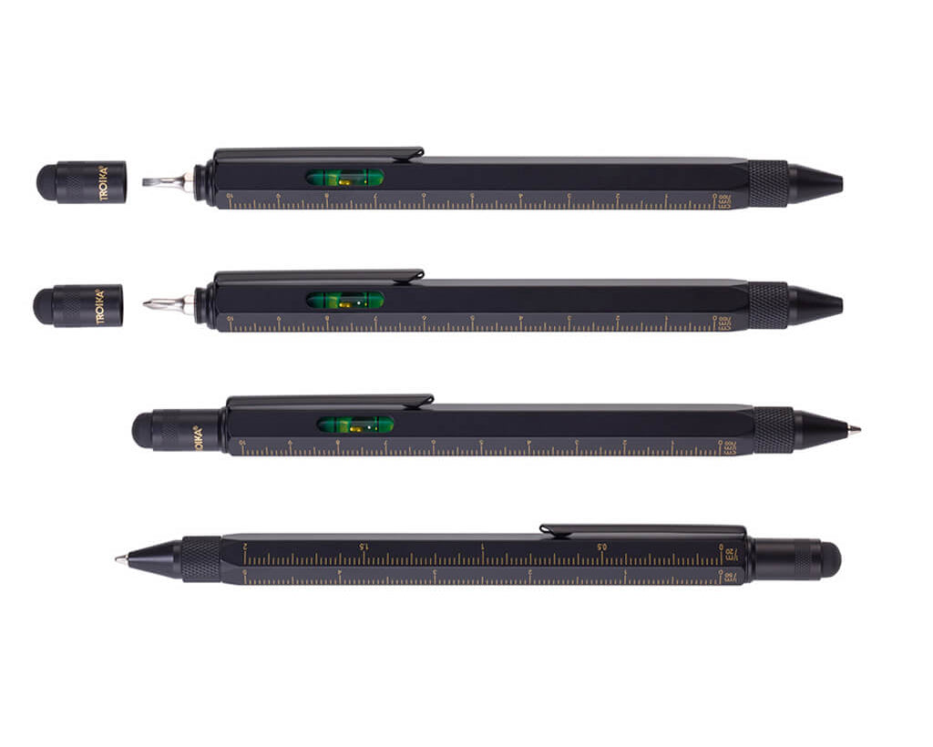 TROIKA Multitasking ballpoint pen "CONSTRUCTION" - black/gold