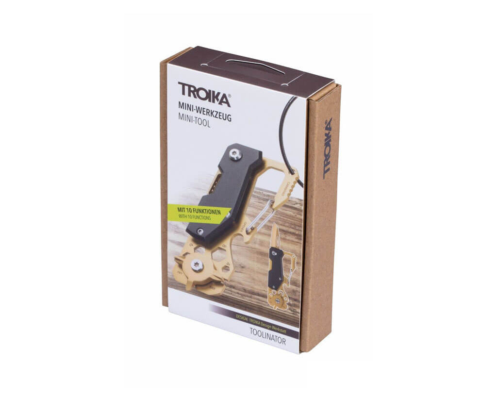 TROIKA Key Organizer and Mini Tool "TOOLINATOR" - Gold, packaging