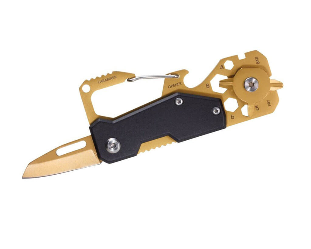 TROIKA Key Organizer and Mini Tool "TOOLINATOR" - Gold, front