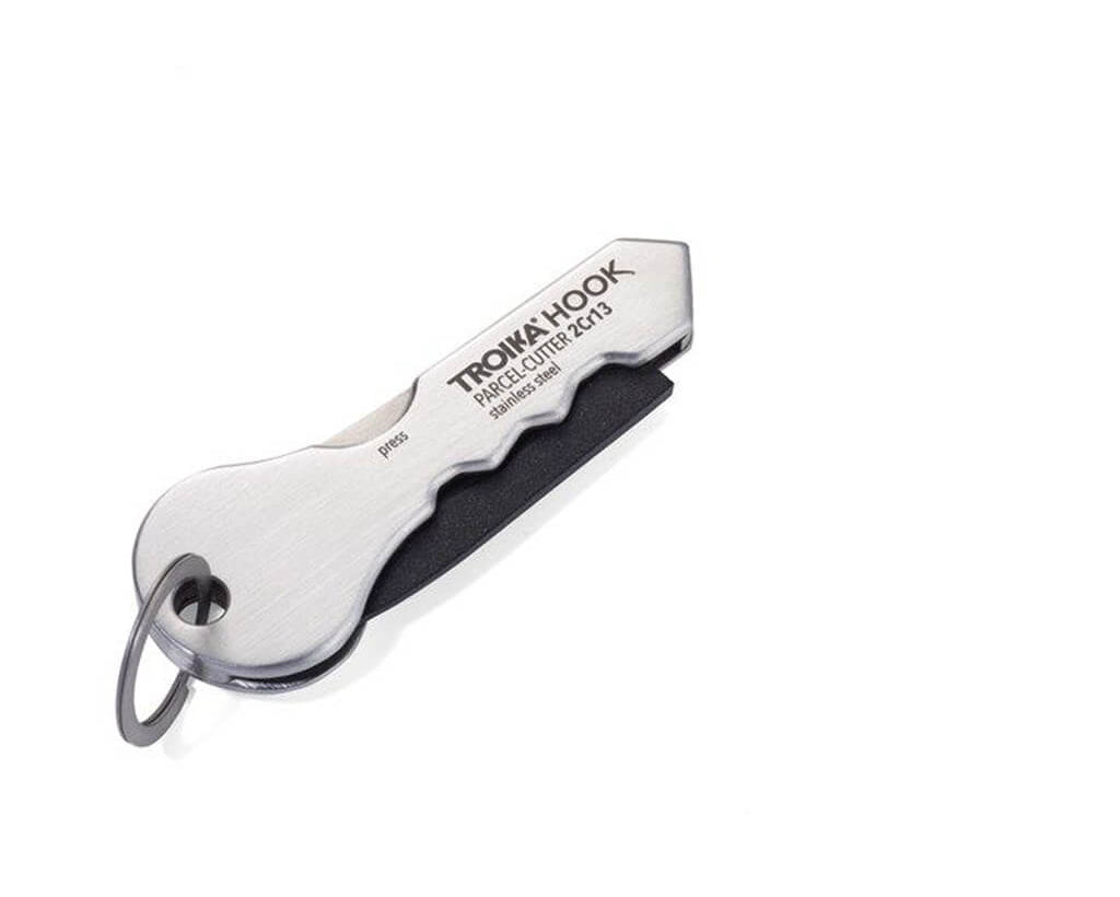 TROIKA Parcel Cutter "HOOK 2" with Keychain - black