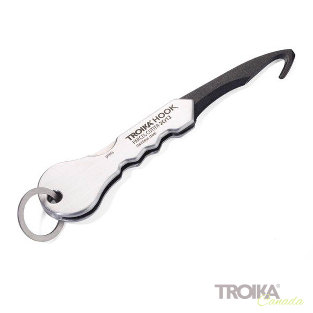 TROIKA Parcel Cutter "HOOK 2" with Keychain - black