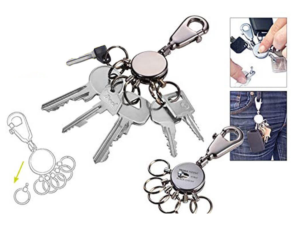 TROIKA Key organizer "PATENT" - shiny, black-chrome