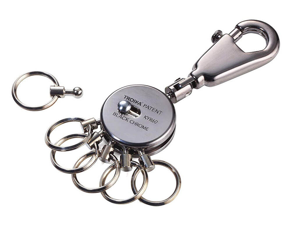 TROIKA Key organizer "PATENT" - shiny, black-chrome