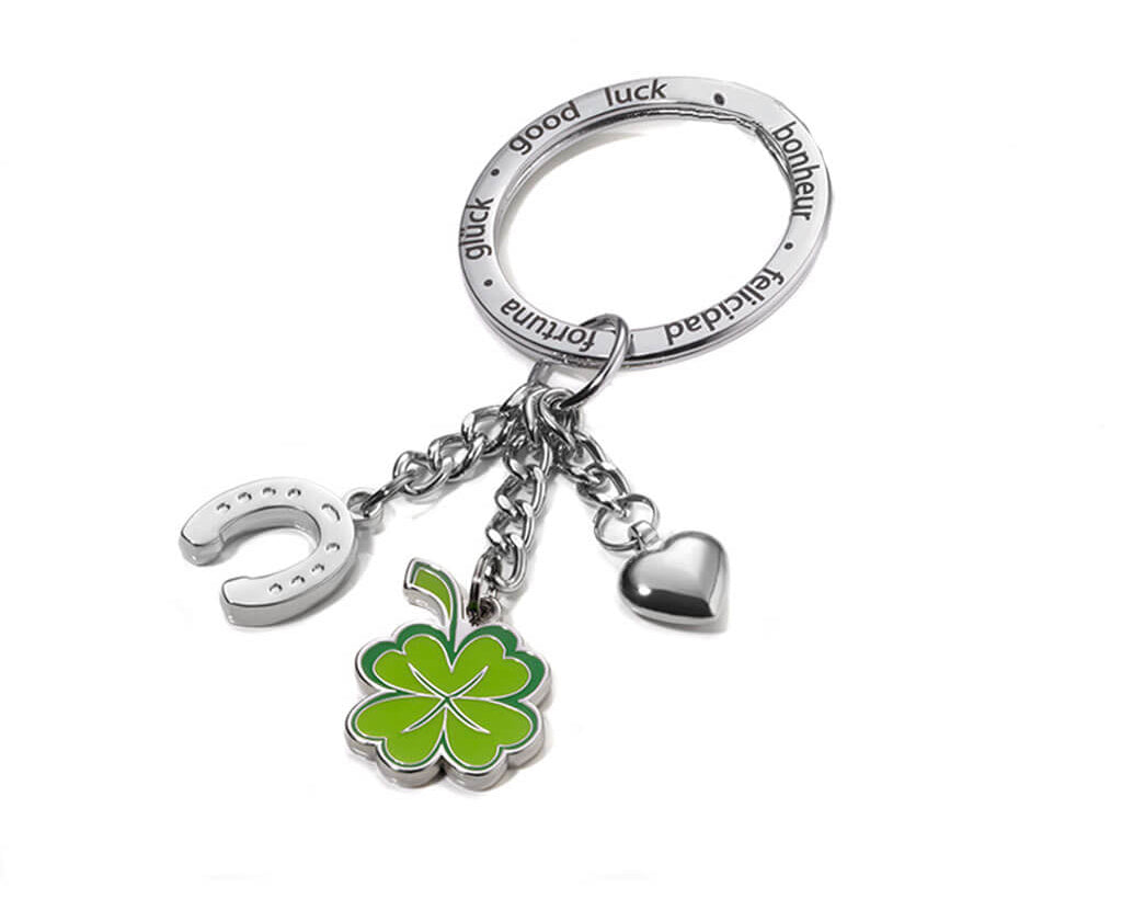 TROIKA Keychain "GLÜCKSBRINGER Klee" - "LUCKY CHARM clover"