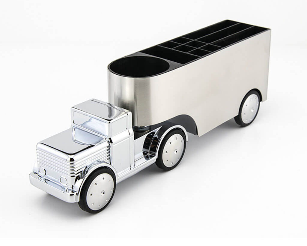TROIKA Pen holder "OFFICE TRUCKER" - silver