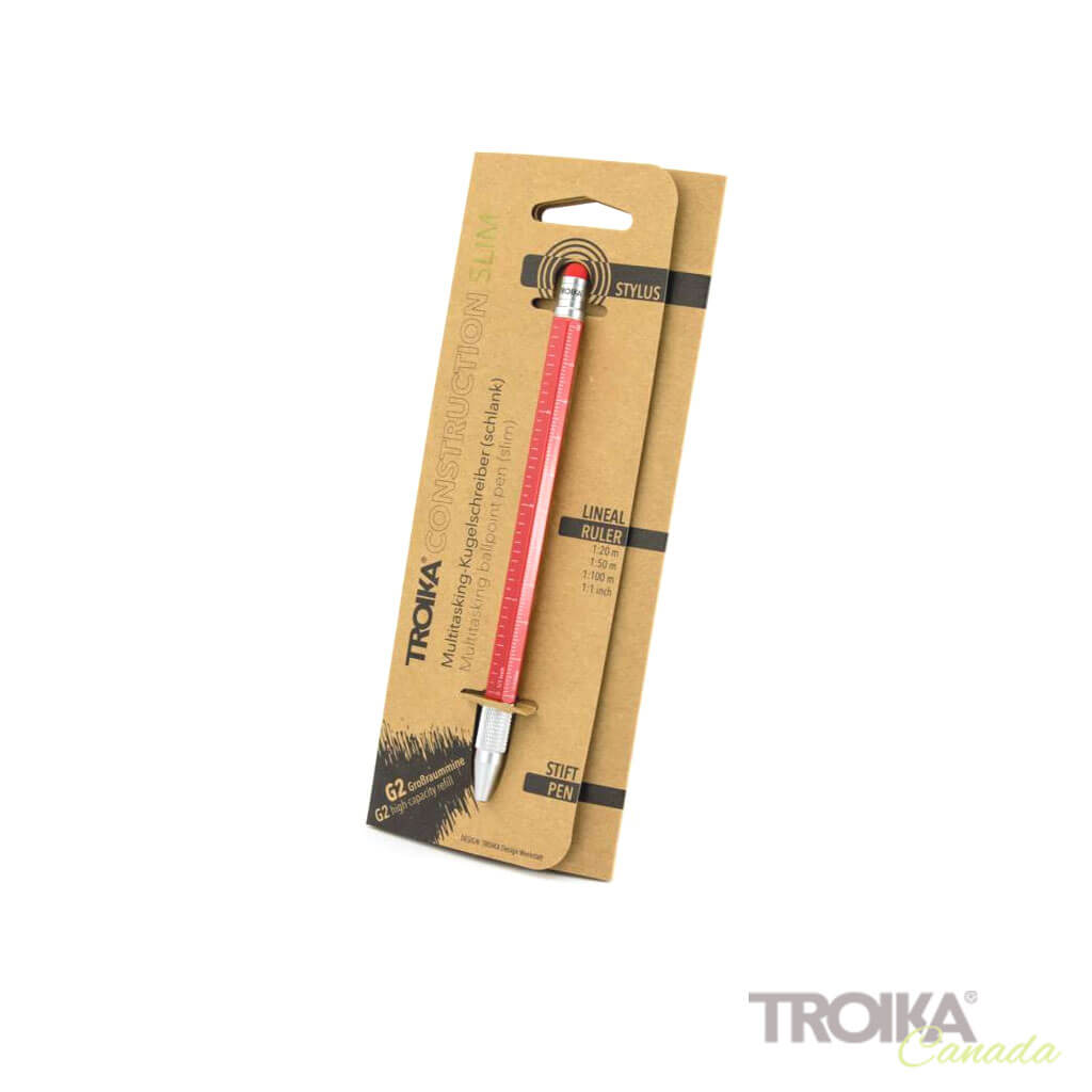 TROIKA Multitasking Ballpoint Pen "CONSTRUCTION SLIM" - Red