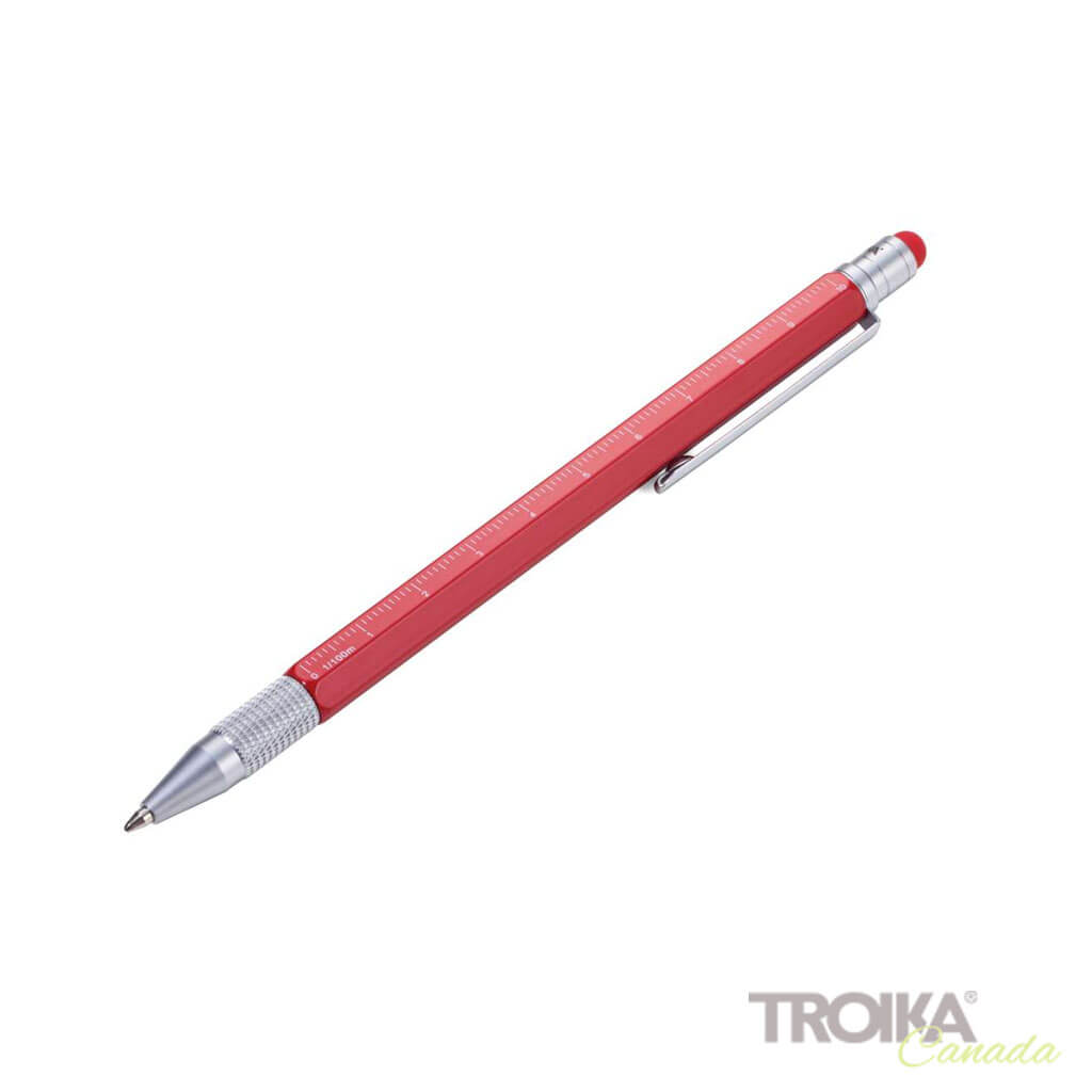 TROIKA Multitasking Ballpoint Pen "CONSTRUCTION SLIM" - Red