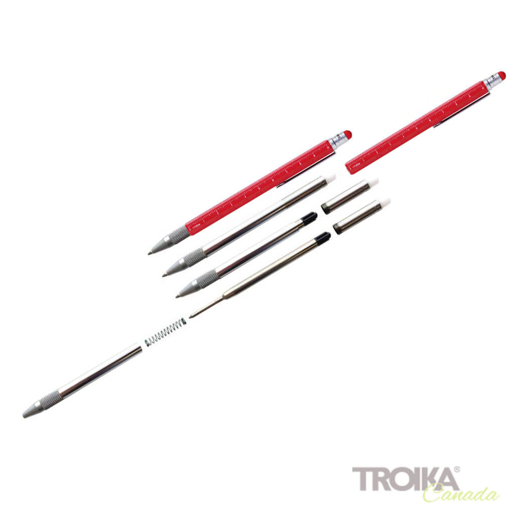 TROIKA Multitasking Ballpoint Pen "CONSTRUCTION SLIM" - Red