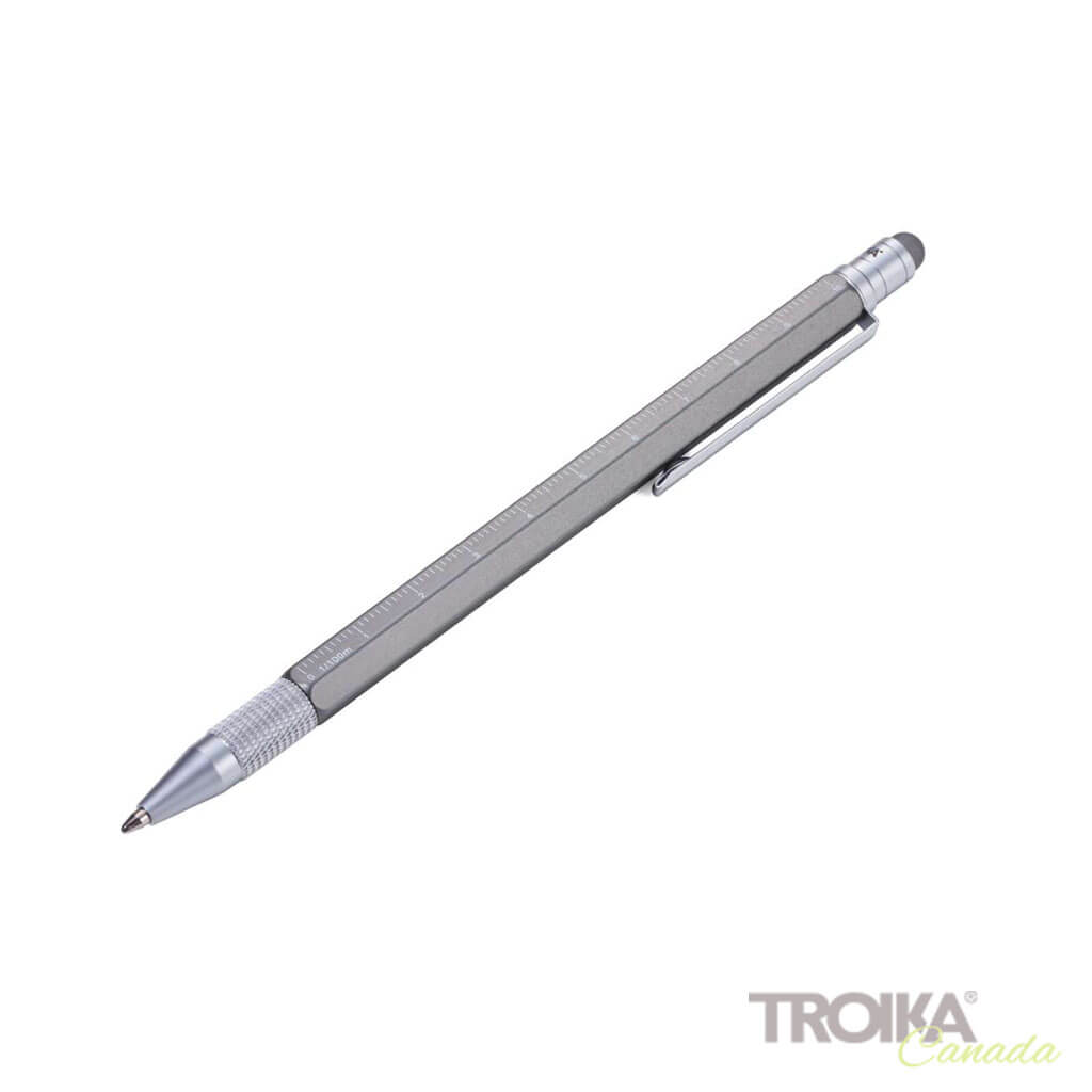 TROIKA Multitasking ballpoint pen "CONSTRUCTION SLIM" - titanium