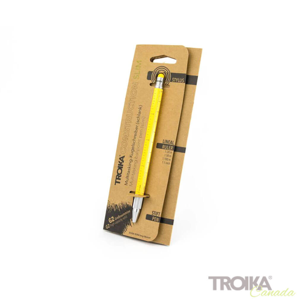 TROIKA Multitasking ballpoint pen "CONSTRUCTION SLIM" - yellow