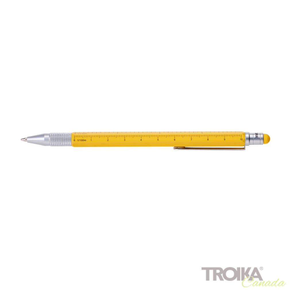 TROIKA Multitasking ballpoint pen "CONSTRUCTION SLIM" - yellow