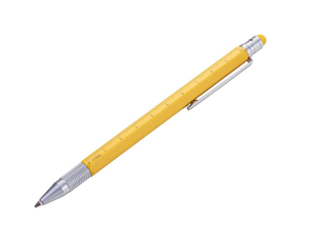 TROIKA Multitasking Ballpoint Pen "CONSTRUCTION SLIM" - Yellow