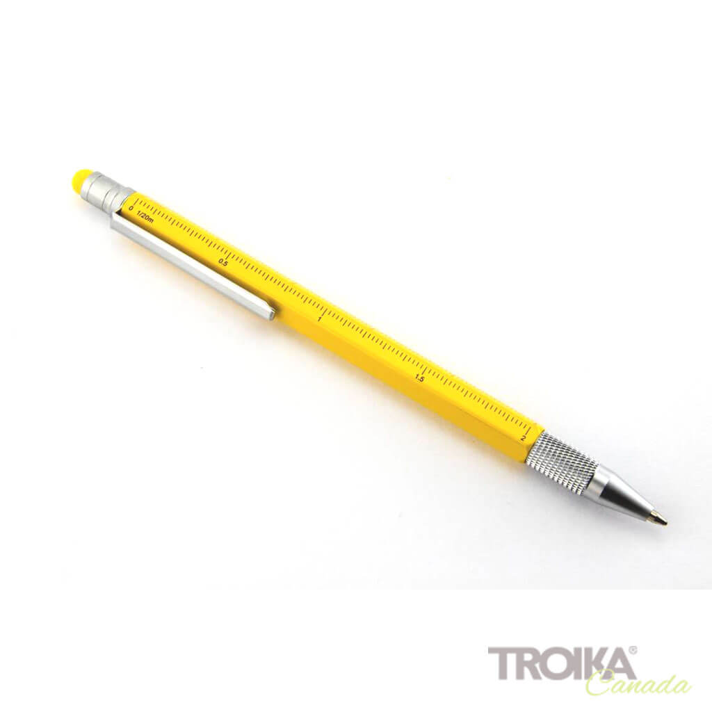 TROIKA Multitasking ballpoint pen "CONSTRUCTION SLIM" - yellow