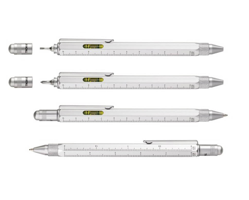 TROIKA Multitasking ballpoint pen "CONSTRUCTION" - silver