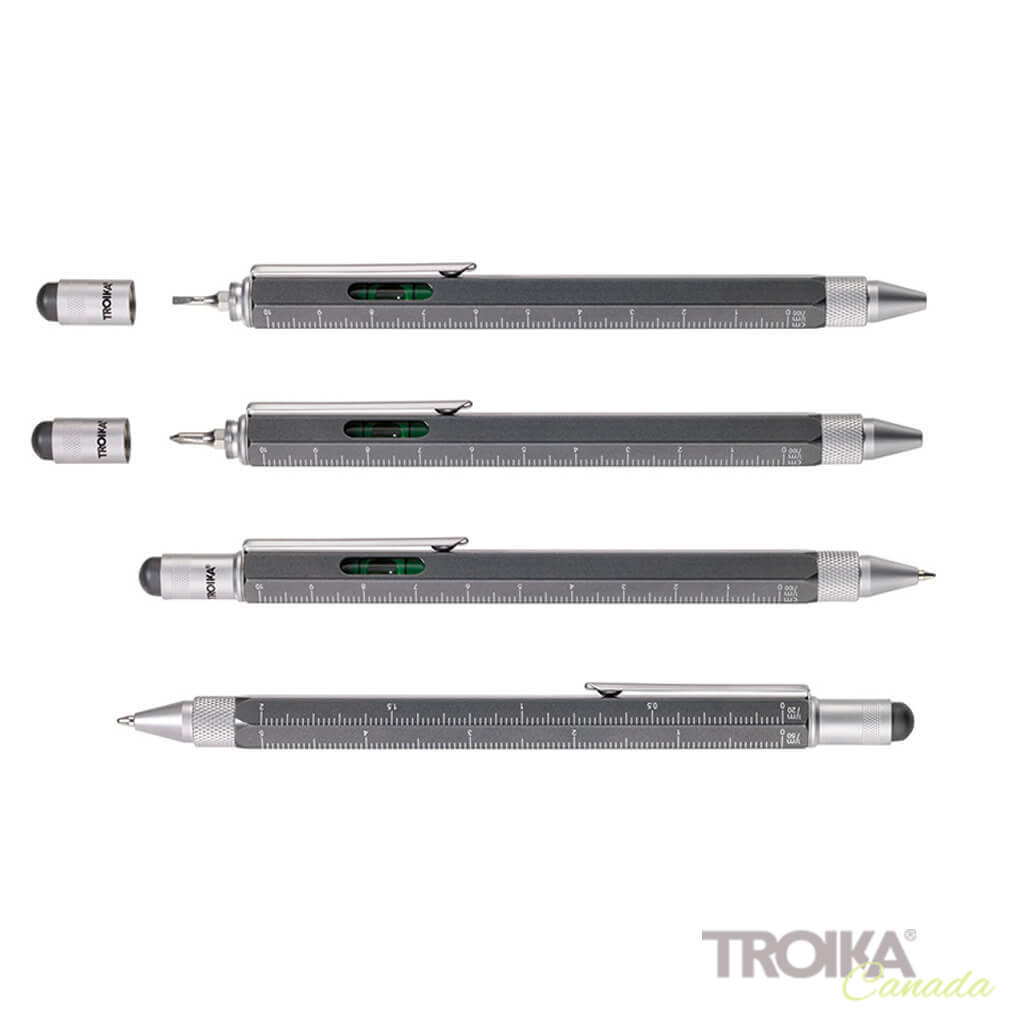 TROIKA Multitasking ballpoint pen "CONSTRUCTION" - titanium silver