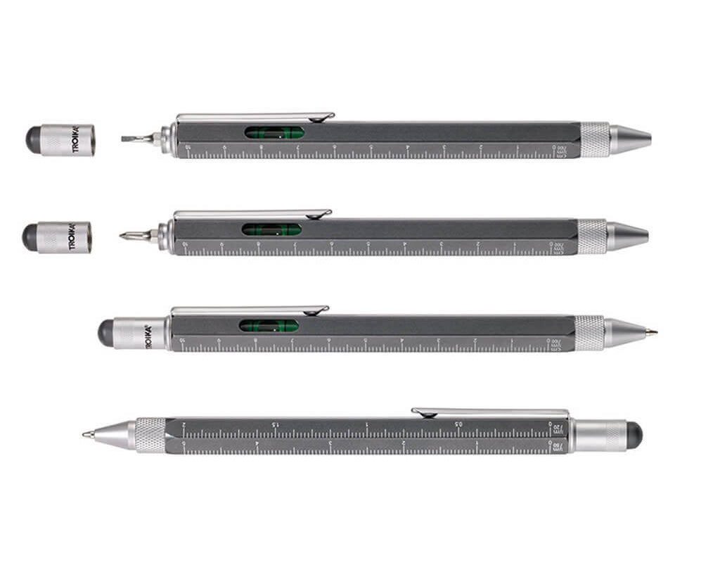 TROIKA Multitasking ballpoint pen "CONSTRUCTION" - titanium silver