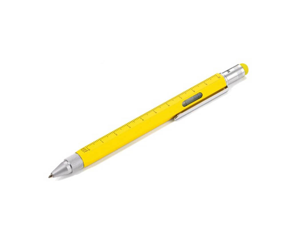 TROIKA Multitasking ballpoint pen "CONSTRUCTION" - yellow