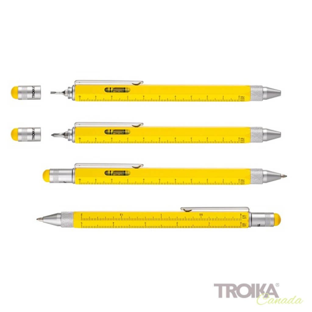 TROIKA Multitasking ballpoint pen "CONSTRUCTION" - yellow