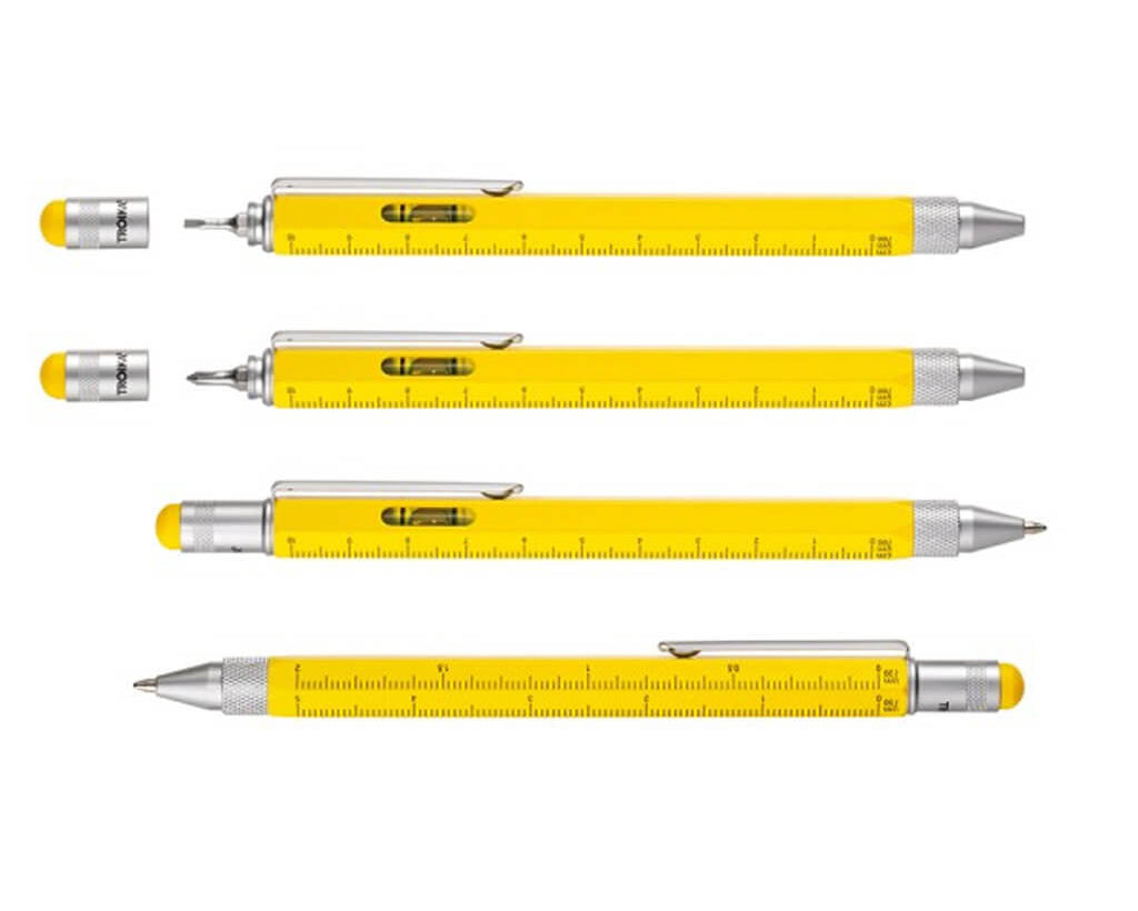 TROIKA Multitasking ballpoint pen "CONSTRUCTION" - yellow