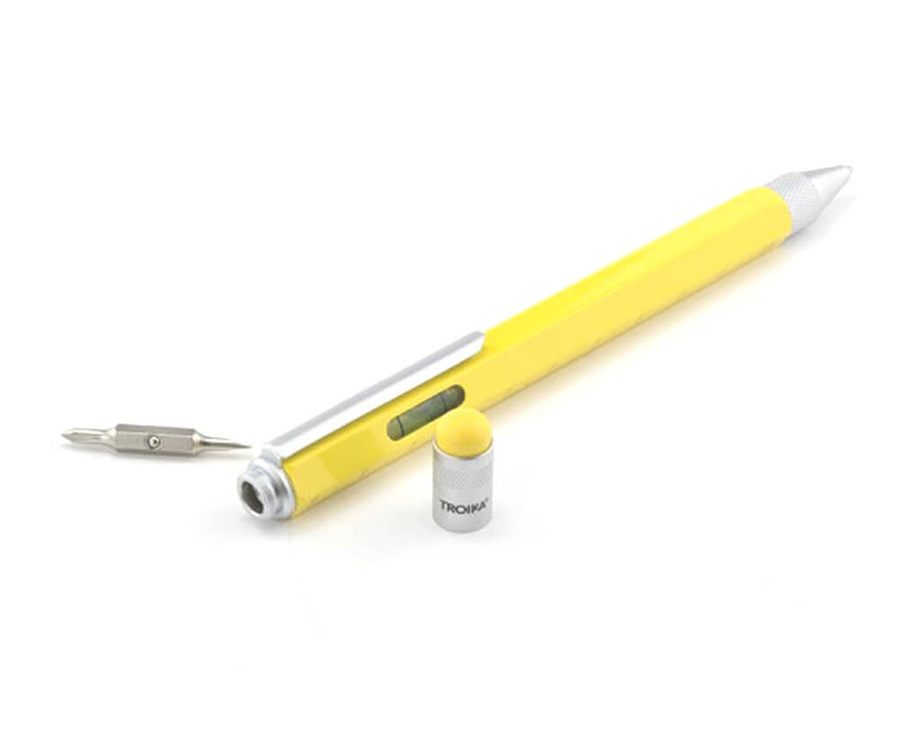 TROIKA Multitasking ballpoint pen "CONSTRUCTION" - yellow