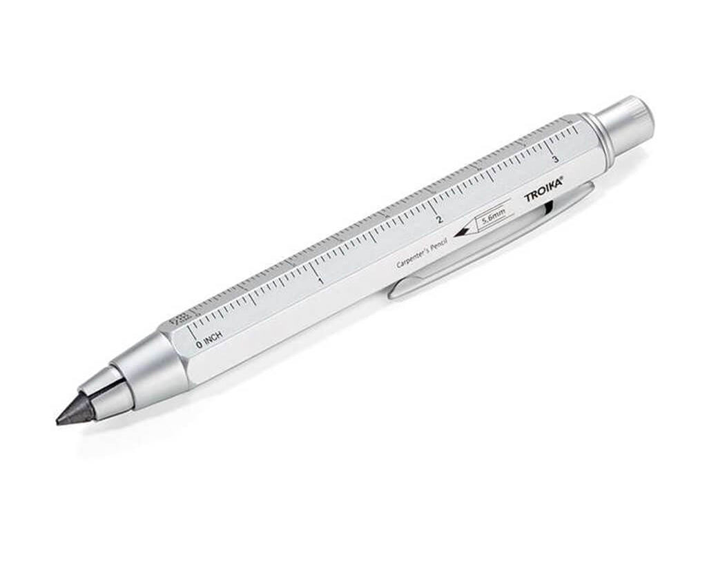 TROIKA’s Silver Carpenter’s Pencil on white background
