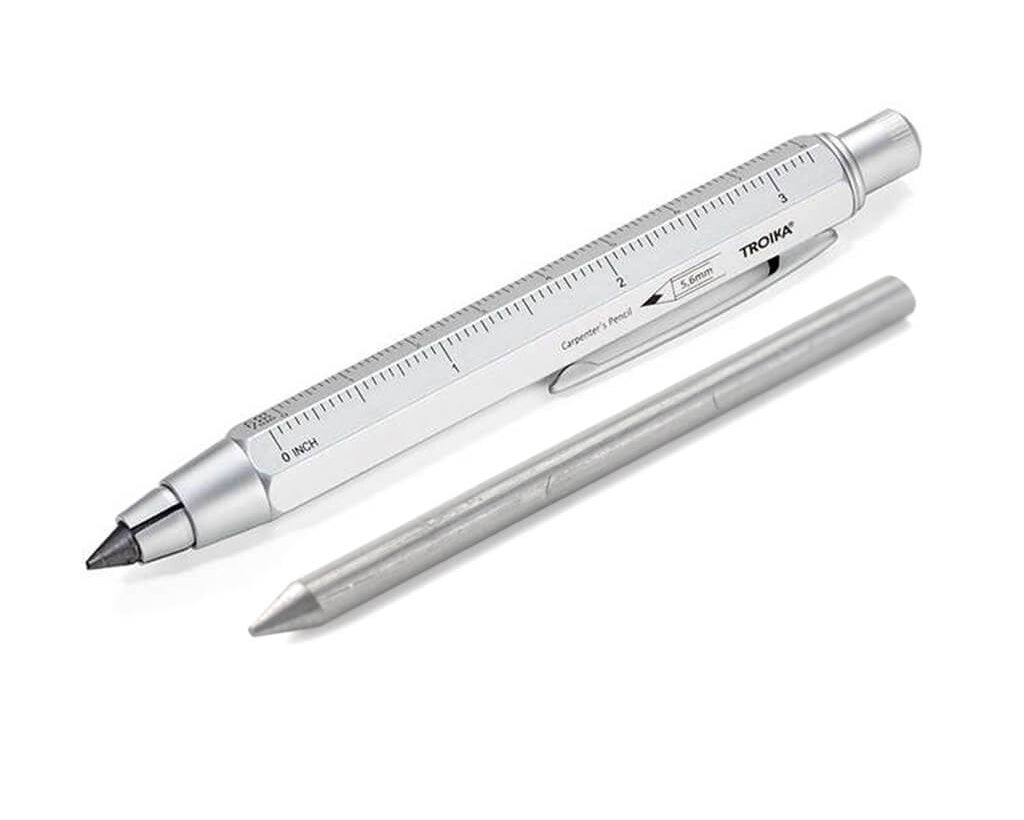 TROIKA’s Silver Carpenter’s Pencil on white background