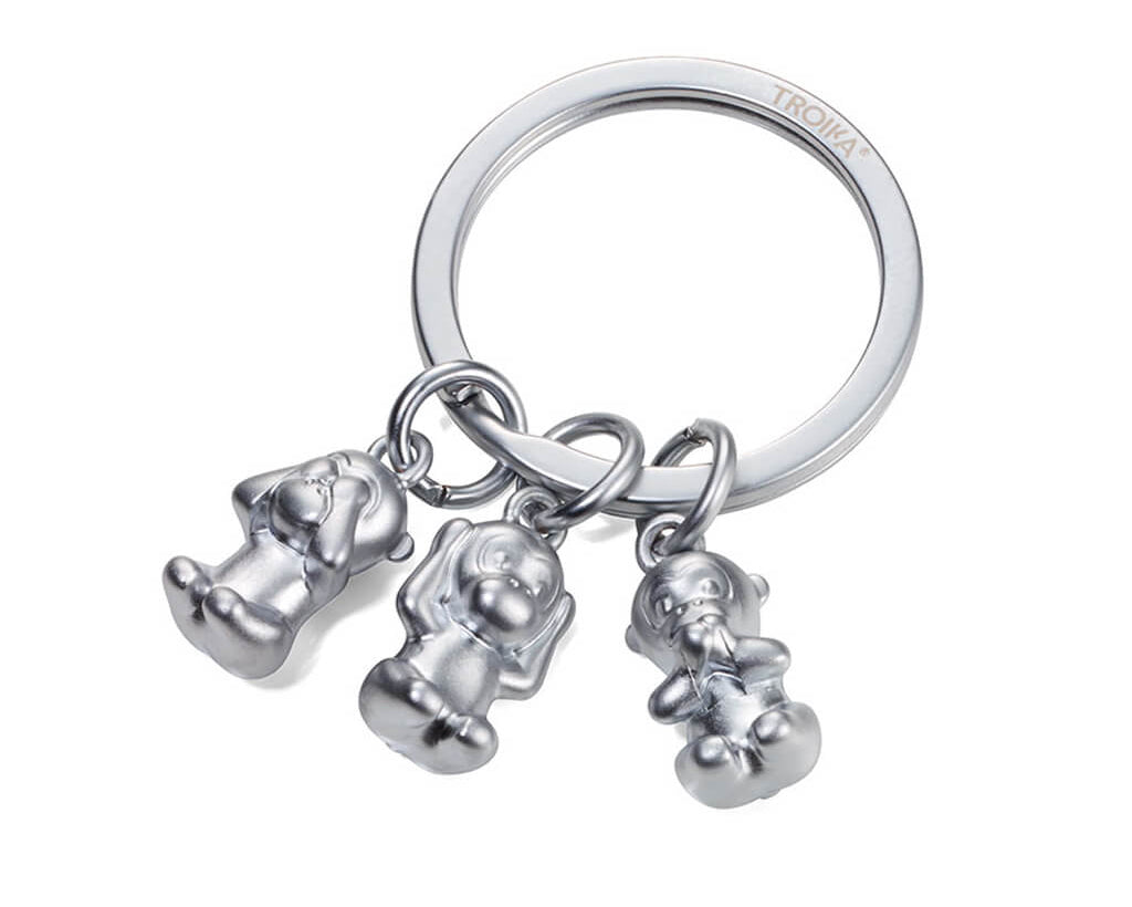 TROIKA Keychain "THREE MONKEYS" - silver
