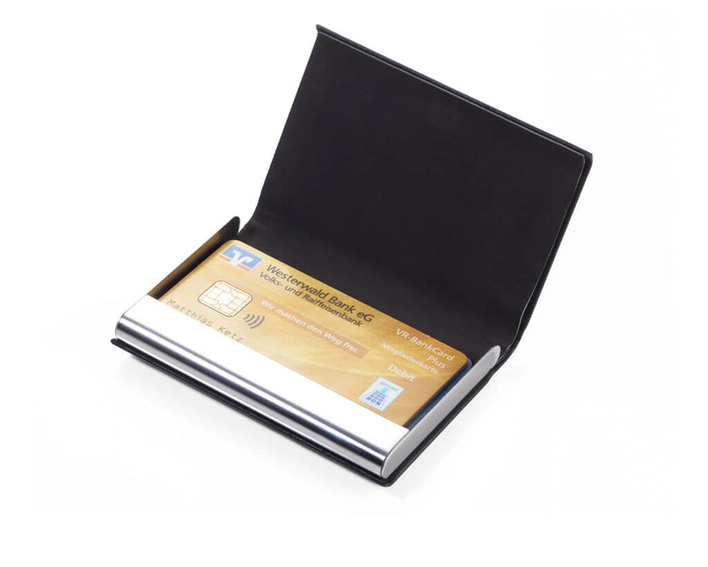 TROIKA CREDIT CARD CASE "MARBLE SAFE" - BLACK