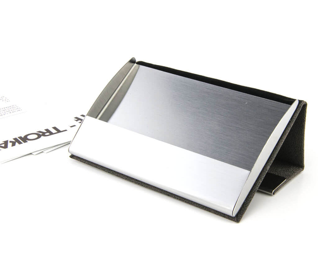 BUSINESS CARD CASE "CARD STAND" - GREY