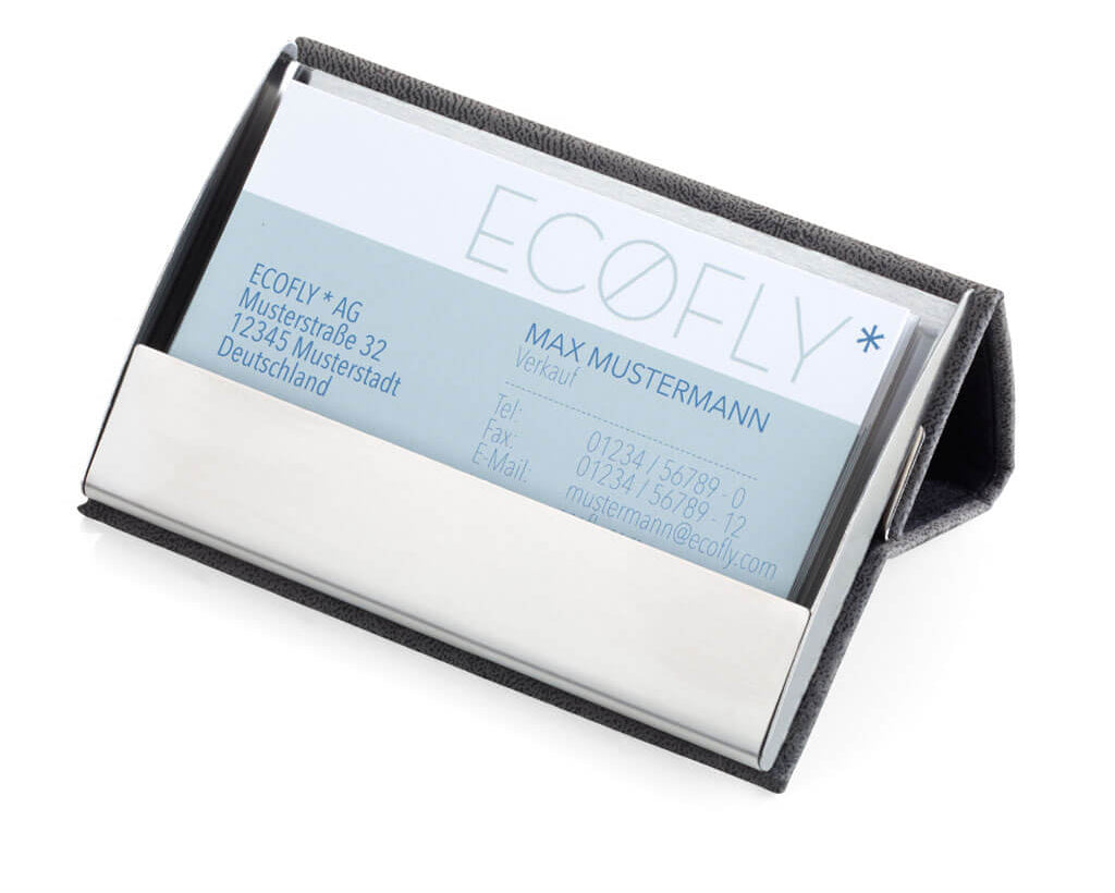 BUSINESS CARD CASE "CARD STAND" - GREY