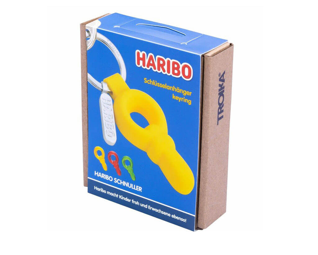 TROIKA Keychain "HARIBO SCHNULLER" - Yellow