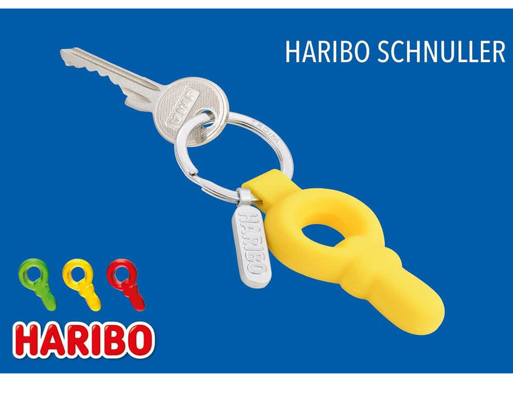 TROIKA Keychain "HARIBO SCHNULLER" - Yellow