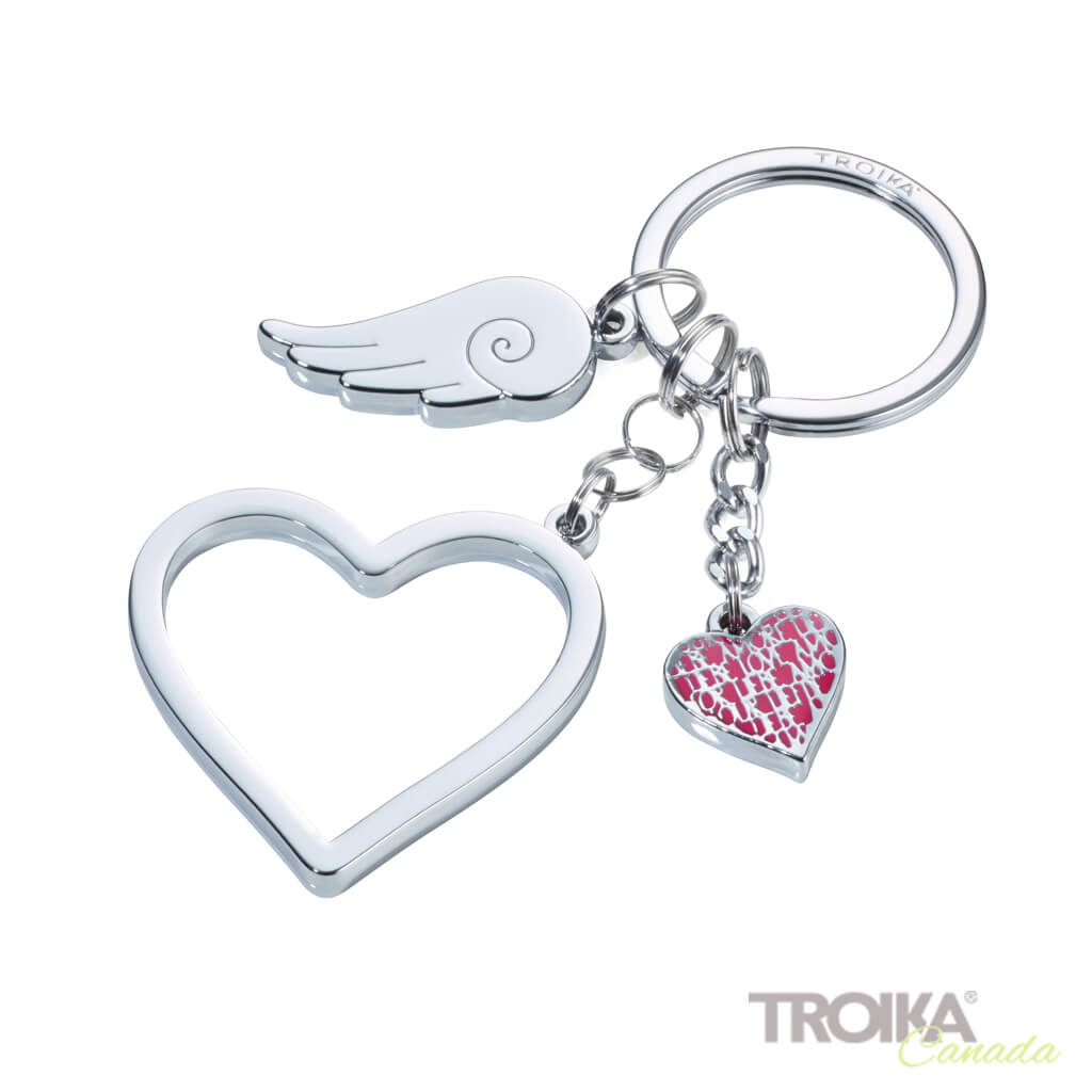 TROIKA Keychain with 3 Charms "LOVE IS IN THE AIR"