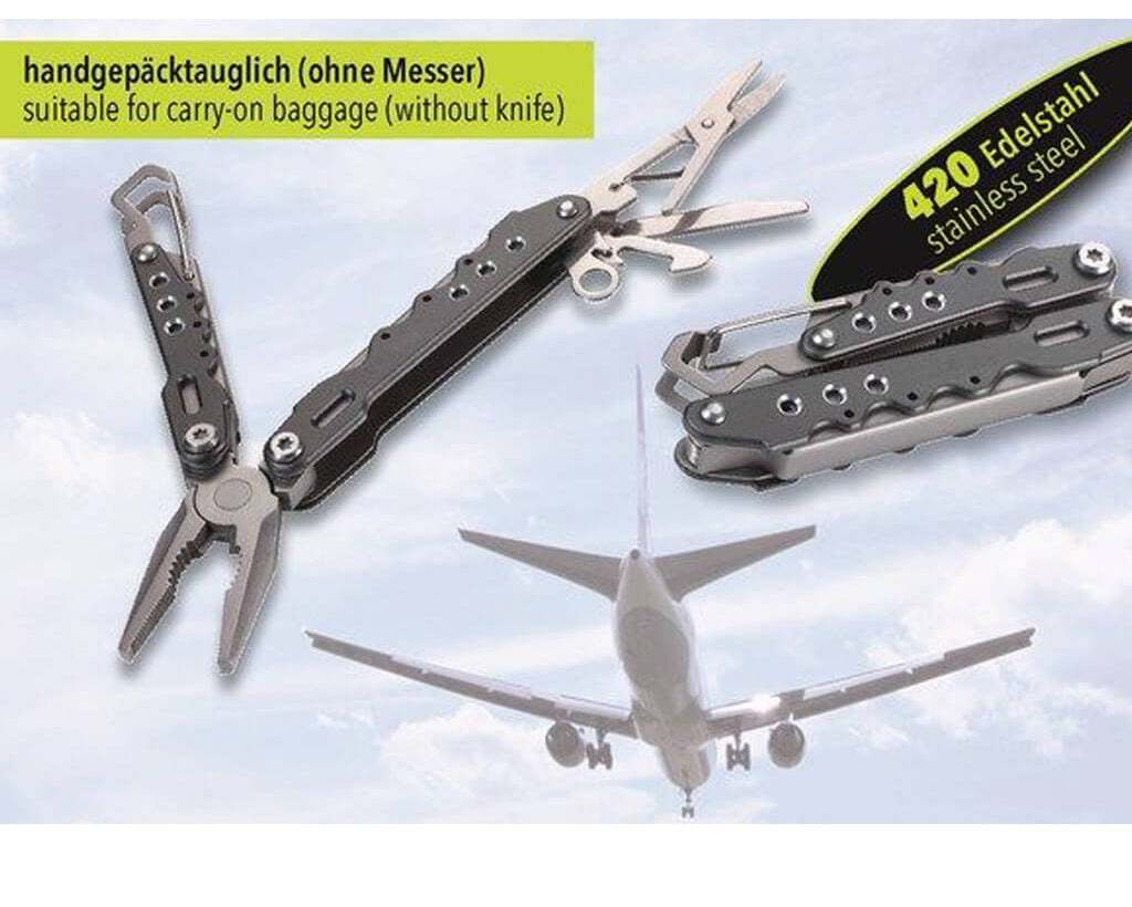 TROIKA Mini Tool Keychain "TRAVEL TOOL" – KTL08/GY with scissors