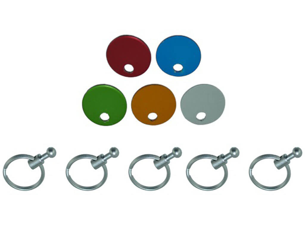 Replacement rings for PATENT/colour keyring matt, set of 5