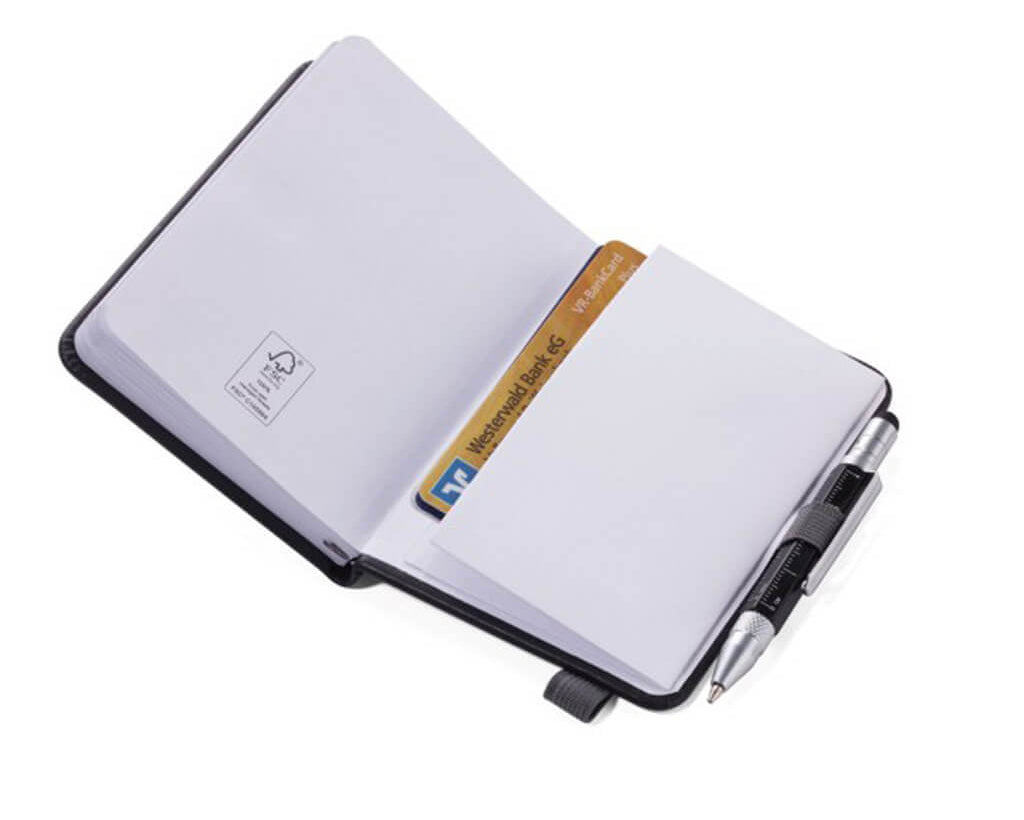 TROIKA Notepad DIN A7 incl. ballpoint pen LILIPUT - black