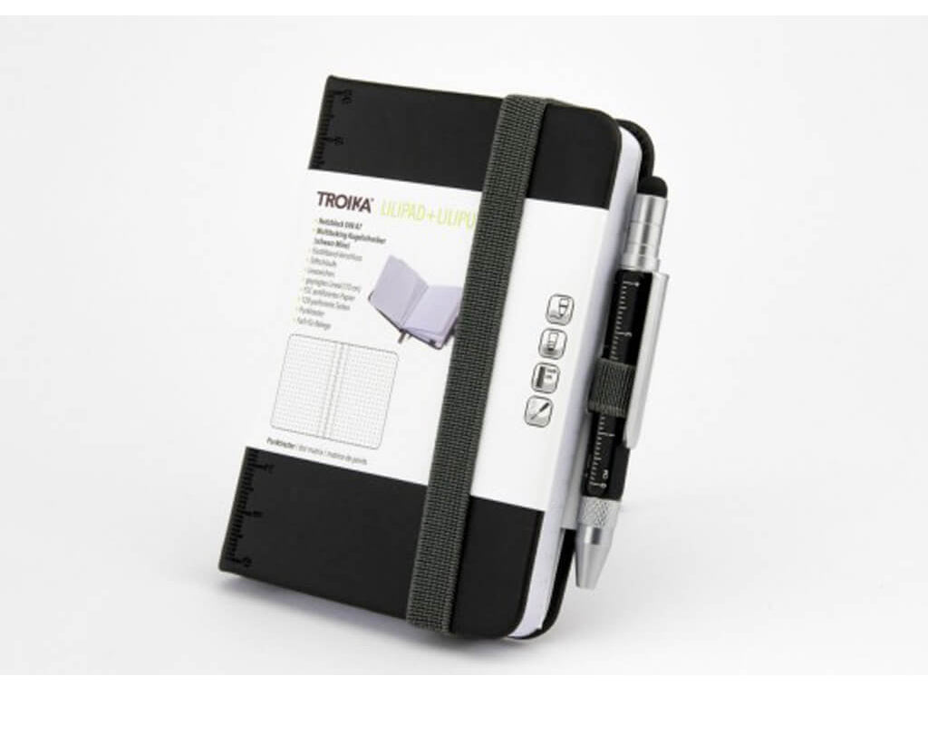 TROIKA Notepad DIN A7 incl. ballpoint pen LILIPUT - black