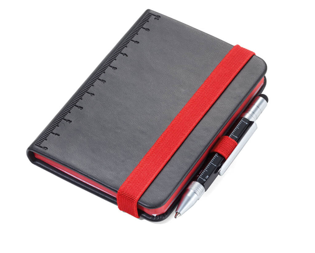 TROIKA Notepad DIN A7 incl. ballpoint pen LILIPUT - black-red