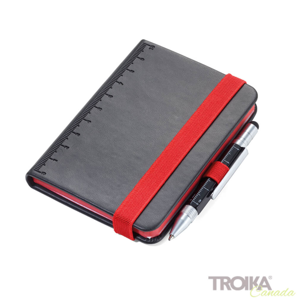 TROIKA Notepad DIN A7 incl. ballpoint pen LILIPUT - black-red