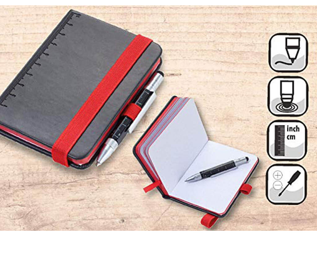 TROIKA Notepad DIN A7 incl. ballpoint pen LILIPUT - black-red