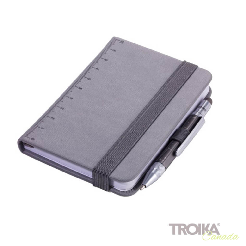 TROIKA Notepad DIN A7 incl. ballpoint pen LILIPUT - grey