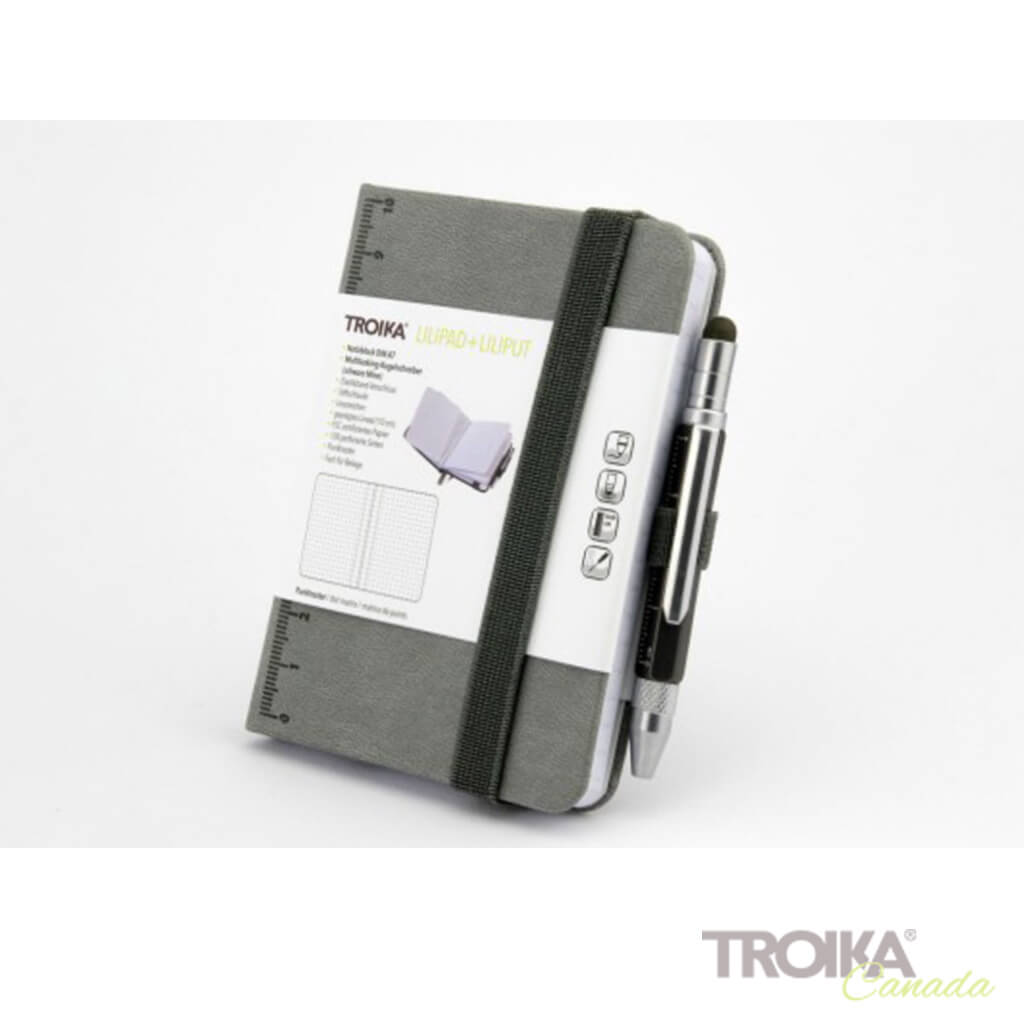 TROIKA Notepad DIN A7 incl. ballpoint pen LILIPUT - grey