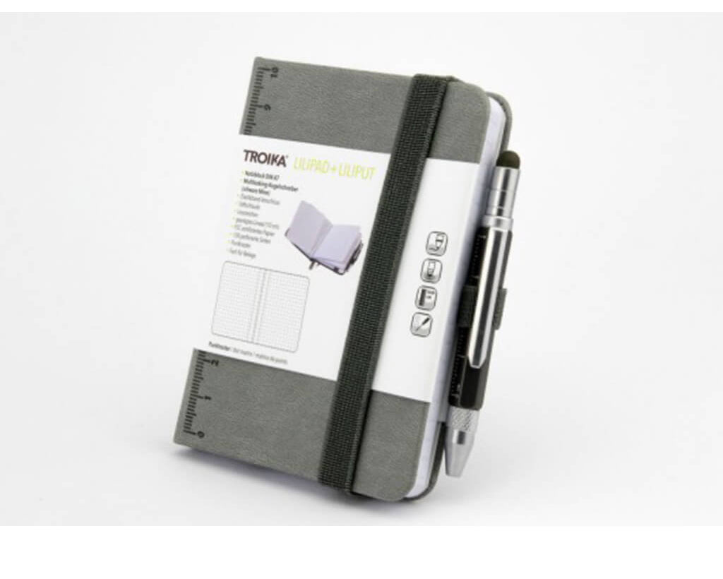 TROIKA Notepad DIN A7 incl. ballpoint pen LILIPUT - grey