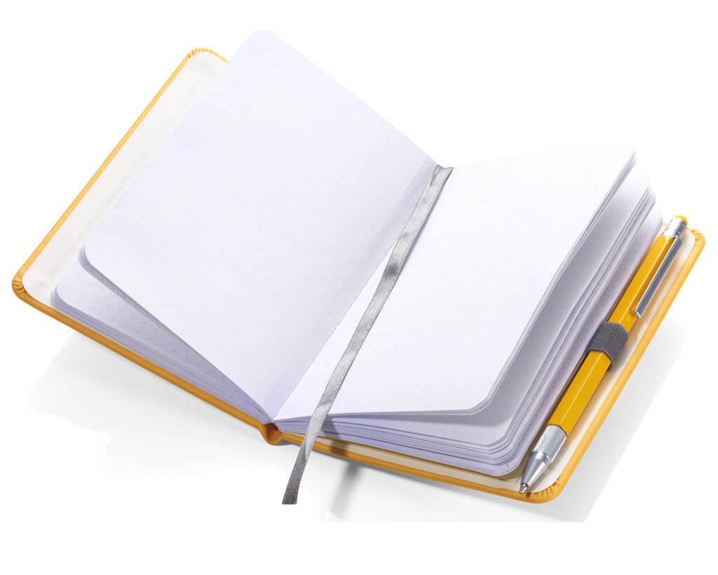 TROIKA Notepad DIN A6 incl. ballpoint pen SLIM - YELLOW