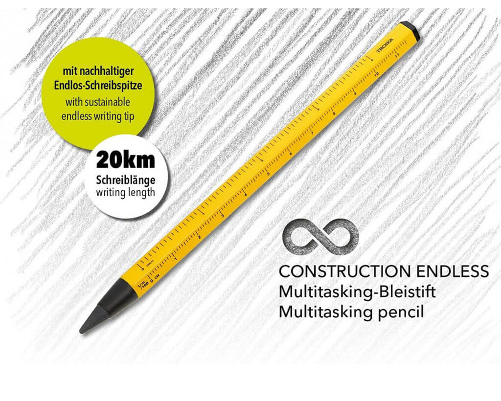 Troika Multitasking Pencil "CONSTRUCTION ENDLESS" - YELLOW