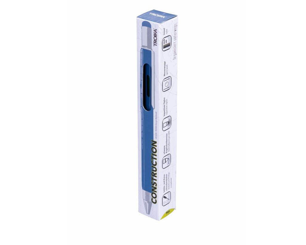 TROIKA Multitasking Ballpoint Pen "CONSTRUCTION" - Atlantic Blue - packaging