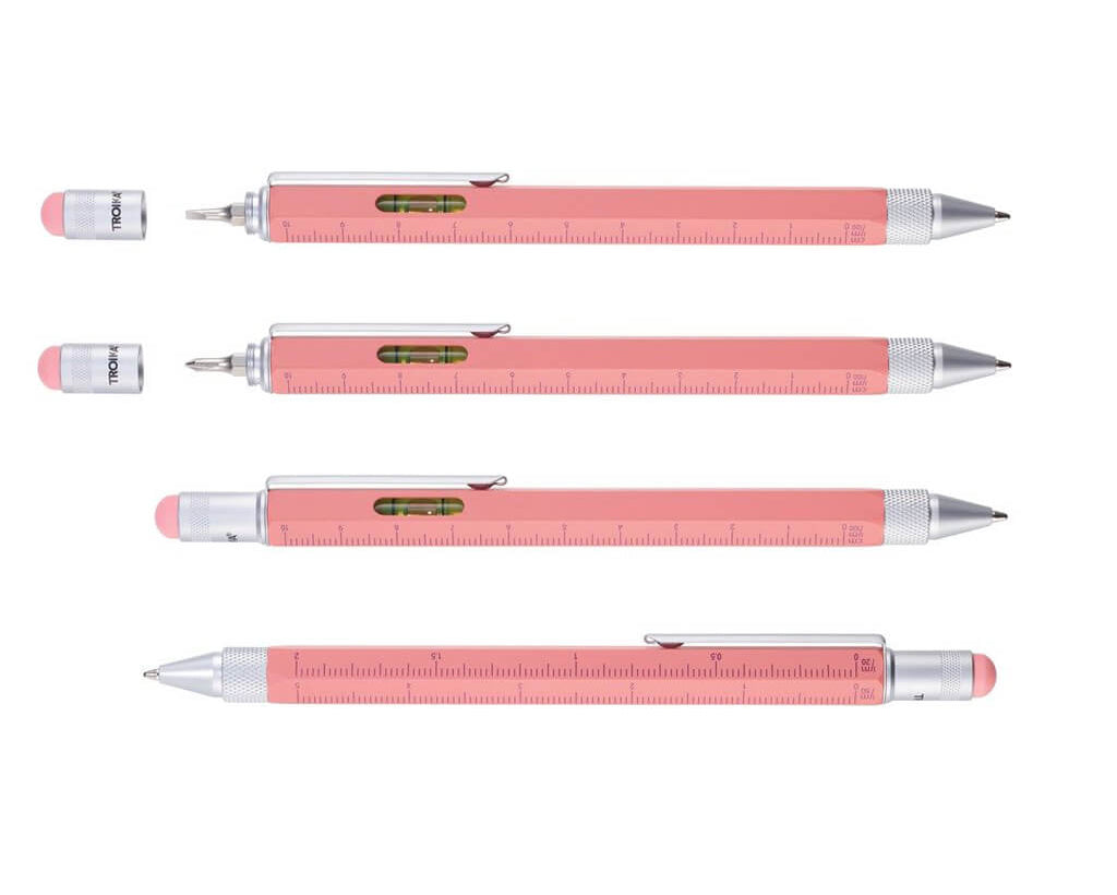 TROIKA MULTITASKING BALLPOINT PEN "CONSTRUCTION" - CORAL