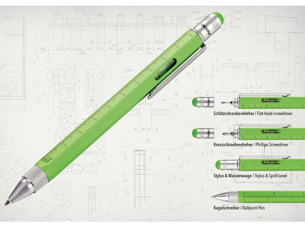 TROIKA MULTITASKING BALLPOINT PEN "CONSTRUCTION" - NEON GREEN